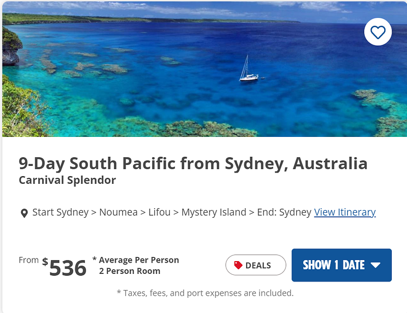 Carnival South Pacific Cruise