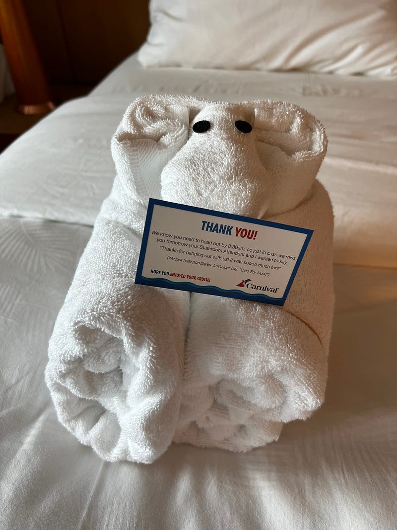 郵輪最後一天毛巾大象