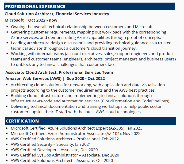 澳洲求職履歷範本展示